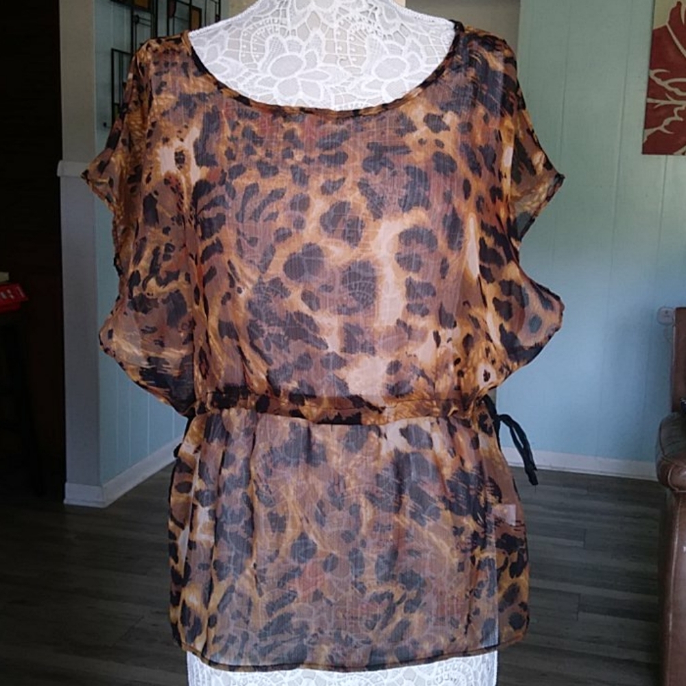 R. Marks brown black animal print chiffon …